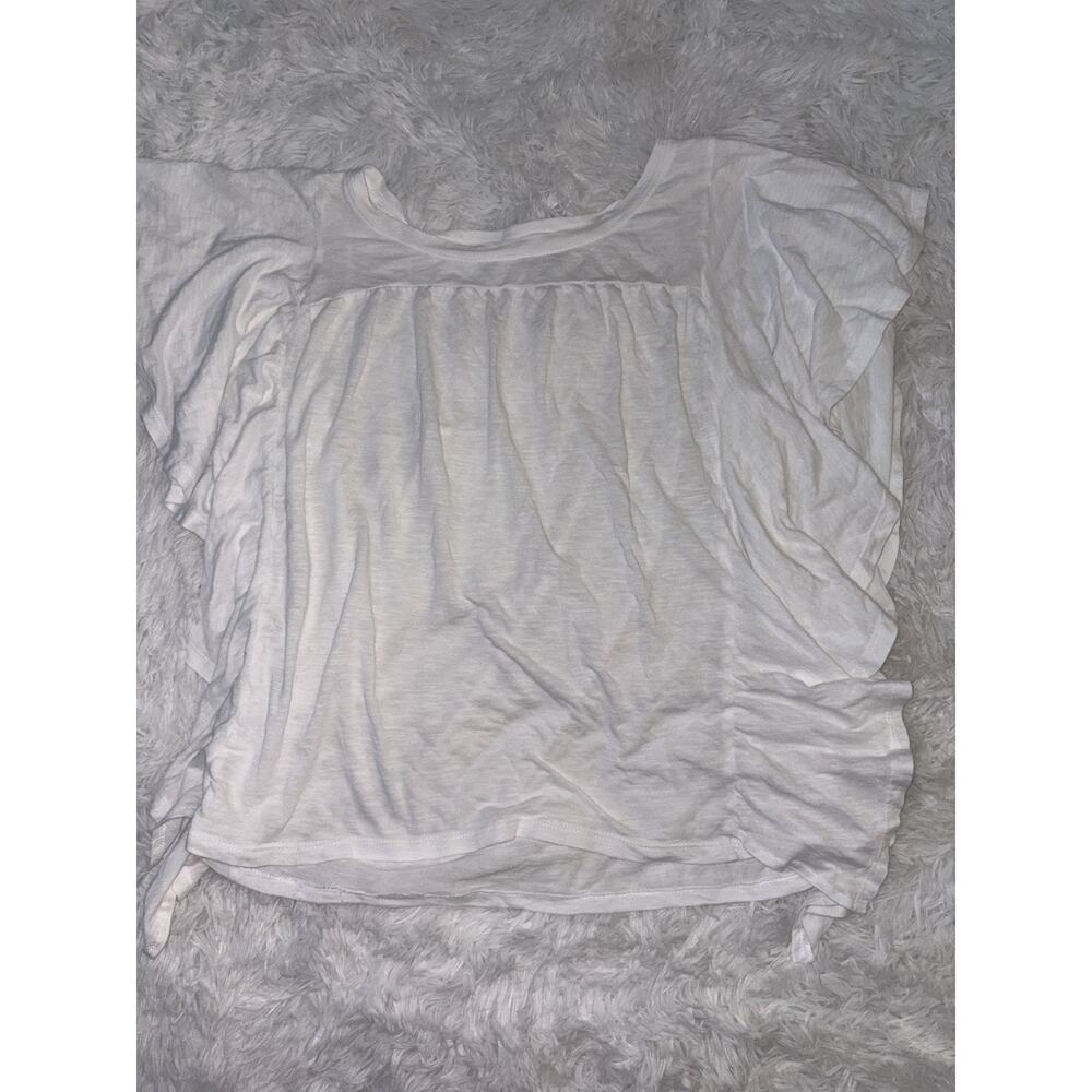 Wonderly Women’s M White Wide Sleeved Ruffle Boxy Tee. Soft, Comf